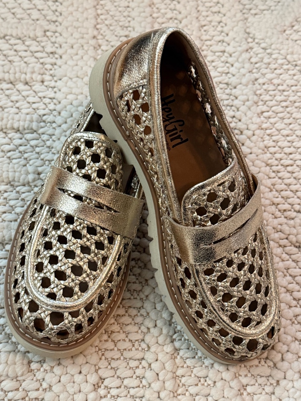 Corky’s Hey Girl Metallic Woven Loafers - Gold size 8